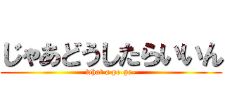 じゃあどうしたらいいん (what a pe-pe-)