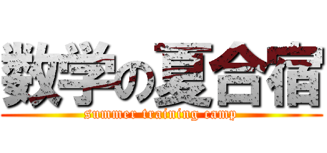 数学の夏合宿 (summer training camp)