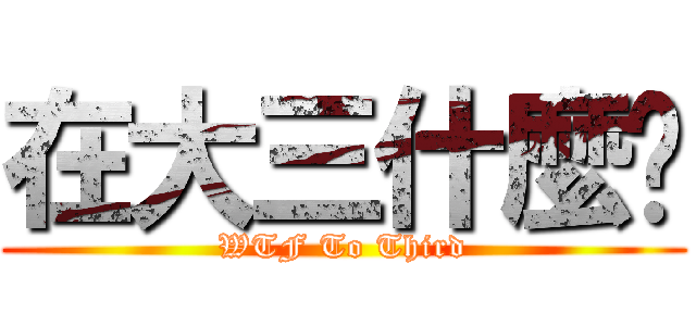 在大三什麼啦 (WTF To Third)