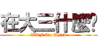 在大三什麼啦 (WTF To Third)