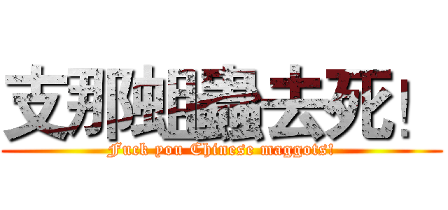 支那蛆蟲去死！ (Fuck you Chinese maggots!)