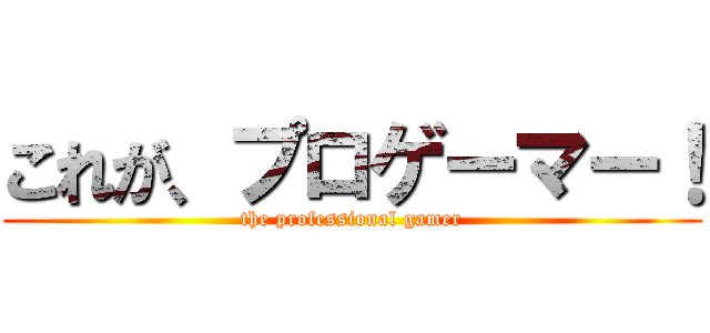 これが、プロゲーマー！ (the professional gamer)