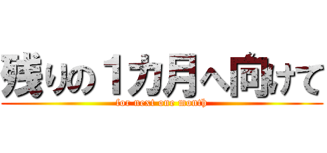 残りの１カ月へ向けて (for next one month)