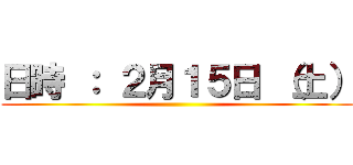 日時 ： ２月１５日 （土） ()