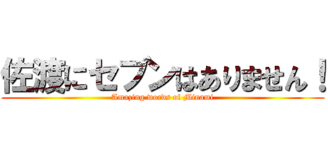 佐渡にセブンはありません！ (Amazing words of Minami)