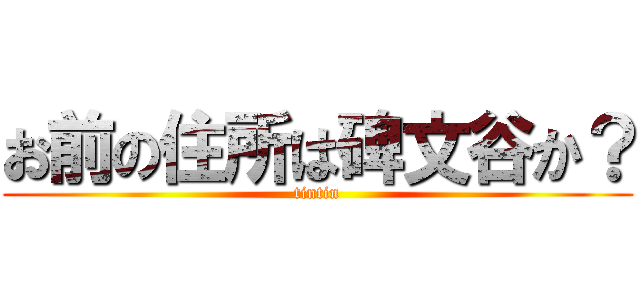 お前の住所は碑文谷か？ (tintin)
