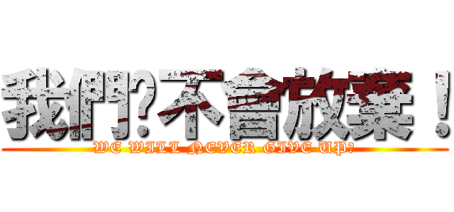 我們絕不會放棄！ (WE WILL NEVER GIVE UP！)