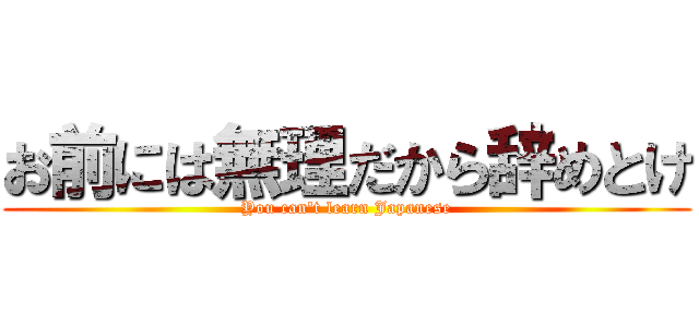 お前には無理だから辞めとけ (You can't learn Japanese)