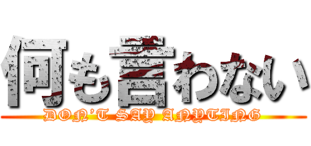 何も言わない (DON’T SAY ANYTING)