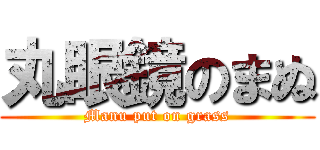 丸眼鏡のまぬ (Manu put on grass)