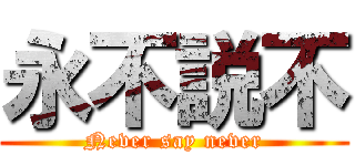 永不説不 (Never say never)