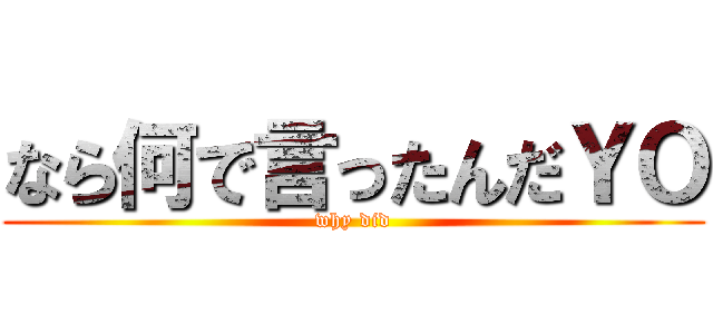 なら何で言ったんだＹＯ (why did)