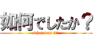 如何でしたか？ (what was it?)