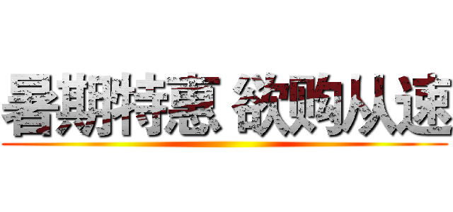 暑期特惠 欲购从速 ()