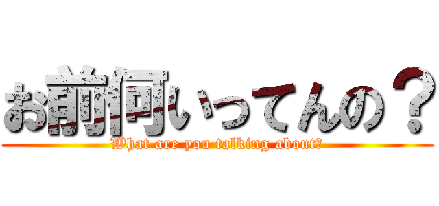 お前何いってんの？ (What are you talking about?)