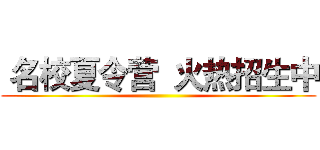  名校夏令营  火热招生中 ()