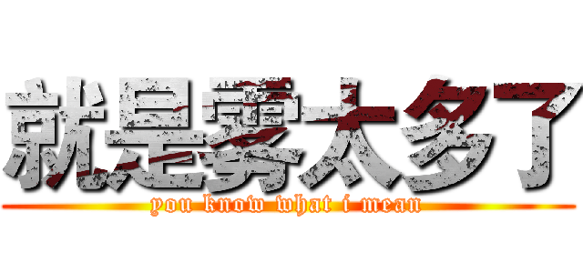 就是雾太多了 (you know what i mean)
