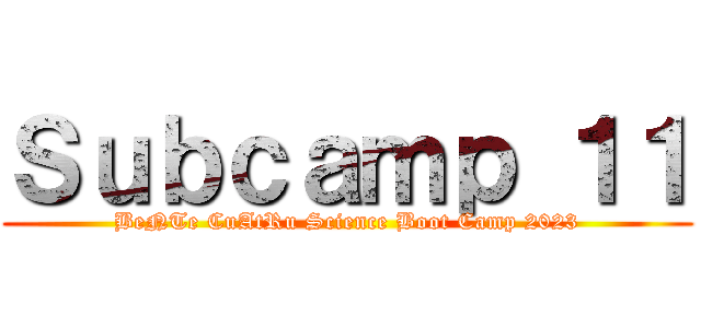 Ｓｕｂｃａｍｐ １１ (BeNTe CuAtRu Science Boot Camp 2023)