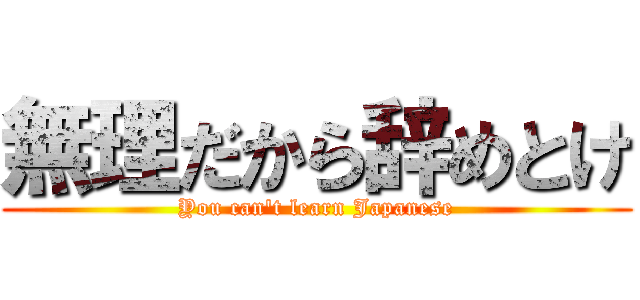 無理だから辞めとけ (You can't learn Japanese)
