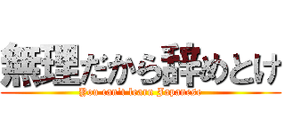 無理だから辞めとけ (You can't learn Japanese)