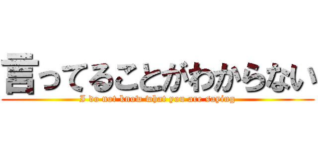 言ってることがわからない (I do not know what you are saying)