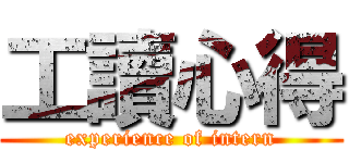 工讀心得 (experience of intern)