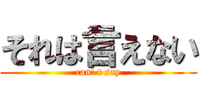 それは言えない (can\' t say)
