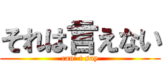 それは言えない (can\' t say)