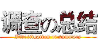 调查の总结 (Investigation of summary)