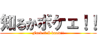 知るかボケェ！！ (Fuck if I know!!)