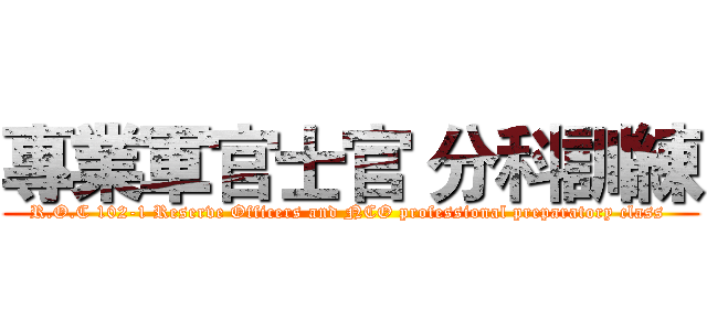 專業軍官士官 分科訓練 (R.O.C 102-1 Reserve Officers and NCO professional preparatory class )
