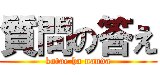 質問の答え (kotae ha nanda)