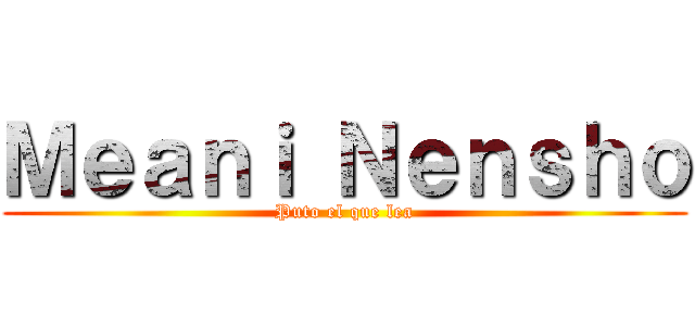 Ｍｅａｎｉ Ｎｅｎｓｈｏ (Puto el que lea)