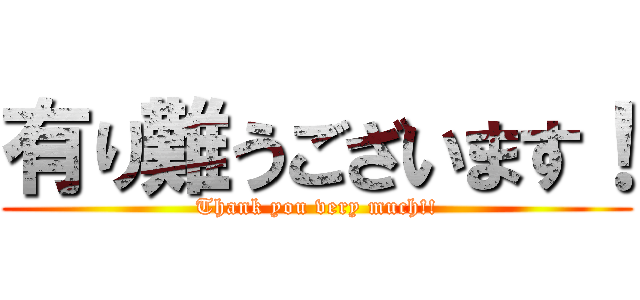 有り難うございます！ (Thank you very much!!)