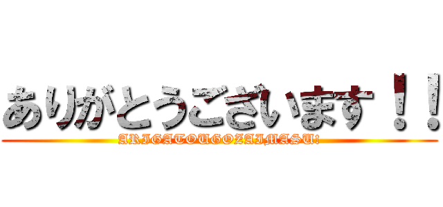 ありがとうございます！！ (ARIGATOUGOZAIMASU!)