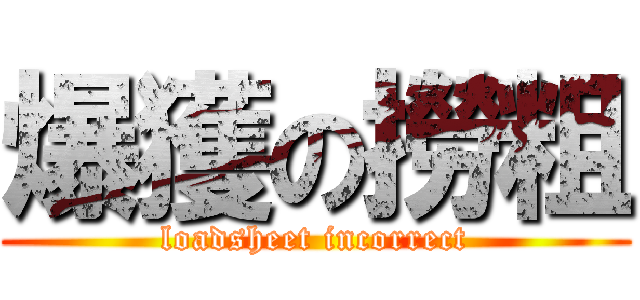 爆獲の撈粗 (loadsheet incorrect)
