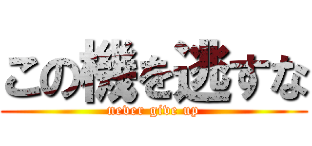 この機を逃すな (never give up)