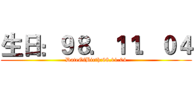 生日：９８．１１．０４ (DateOfBirth:98.11.04)