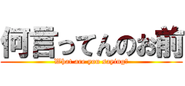 何言ってんのお前 (What are you saying?)