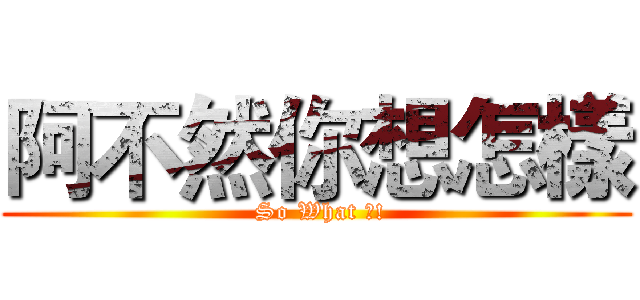阿不然你想怎樣 ( So What ?!)