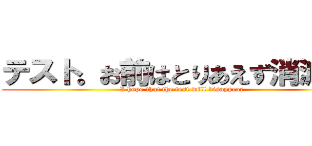 テスト。お前はとりあえず消滅しろ (I hope that the test will disappear.)