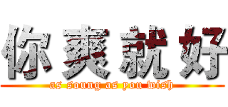 你 爽 就 好 (as soung as you wish)