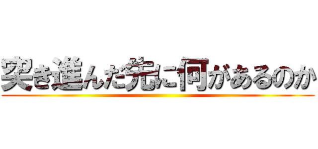 突き進んだ先に何があるのか ()