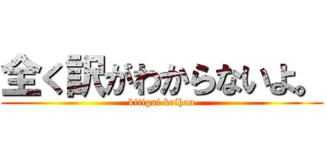 全く訳がわからないよ。 (kitigai keihou)
