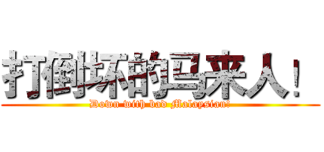 打倒坏的马来人！ (Down with bad Malaysian!)