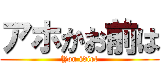 アホかお前は (You idiot)