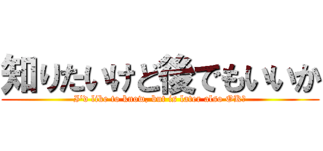 知りたいけど後でもいいか (I'd like to know, but is later also OK?)