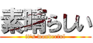 素晴らしい (it's wonderful)