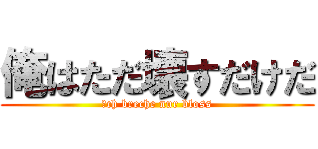 俺はただ壊すだけだ (Ｉch breche nur bloss)