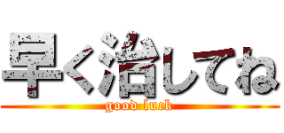 早く治してね (good luck)